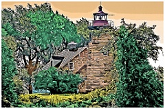 Windmill Point Lighthouse in Early Morning - Digital Painting
